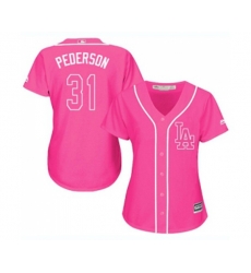 Womens Los Angeles Dodgers #31 Joc Pederson Authentic Pink Fashion Cool Base Baseball Jersey