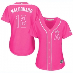 Womens Los Angeles Angels of Anaheim #12 Martin Maldonado Replica Pink Fashion MLB Jersey