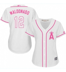 Womens Los Angeles Angels of Anaheim #12 Martin Maldonado Replica White Fashion Cool Base MLB Jersey