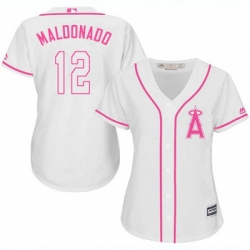 Womens Los Angeles Angels of Anaheim #12 Martin Maldonado Replica White Fashion Cool Base MLB Jersey