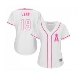 Womens Los Angeles Angels of Anaheim #19 Fred Lynn Replica White Fashion Cool Base Baseball Jersey