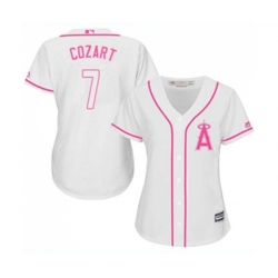 Womens Los Angeles Angels of Anaheim #7 Zack Cozart Replica White Fashion Cool Base Baseball Jersey