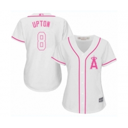 Womens Los Angeles Angels of Anaheim #8 Justin Upton Replica White Fashion Cool Base Baseball Jersey