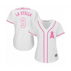 Womens Los Angeles Angels of Anaheim #9 Tommy La Stella Replica White Fashion Cool Base Baseball Jersey