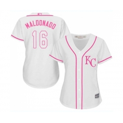 Womens Kansas City Royals #16 Martin Maldonado Replica White Fashion Cool Base Baseball Jersey
