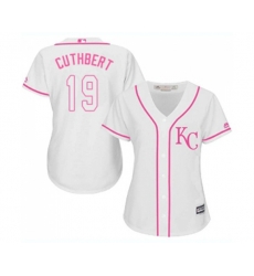 Womens Kansas City Royals #19 Cheslor Cuthbert Replica White Fashion Cool Base Baseball Jersey