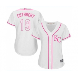 Womens Kansas City Royals #19 Cheslor Cuthbert Replica White Fashion Cool Base Baseball Jersey