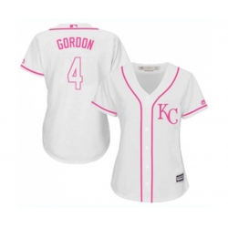 Womens Kansas City Royals #4 Alex Gordon Authentic White Fashion Cool Base Baseball Jersey