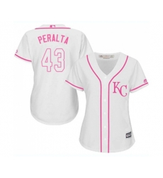 Womens Kansas City Royals #43 Wily Peralta Authentic White Fashion Cool Base Baseball Jersey