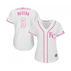 Womens Kansas City Royals #9 Drew Butera Authentic White Fashion Cool Base Baseball Jersey