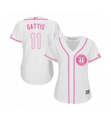 Womens Houston Astros #11 Evan Gattis Authentic White Fashion Cool Base Baseball Jersey