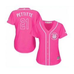 Womens Houston Astros #21 Andy Pettitte Authentic Pink Fashion Cool Base Baseball Jersey