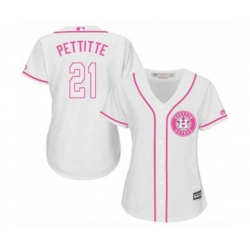 Womens Houston Astros #21 Andy Pettitte Authentic White Fashion Cool Base Baseball Jersey