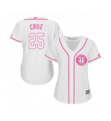 Womens Houston Astros #25 Jose Cruz Jr. Authentic White Fashion Cool Base Baseball Jersey