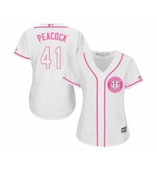 Womens Houston Astros #41 Brad Peacock Authentic White Fashion Cool Base Baseball Jersey