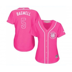 Womens Houston Astros #5 Jeff Bagwell Authentic Pink Fashion Cool Base Baseball Jersey