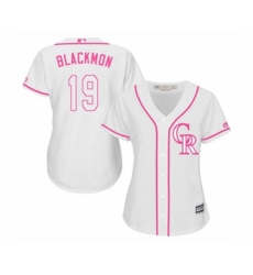 Womens Colorado Rockies #19 Charlie Blackmon Authentic White Fashion Cool Base Baseball Jersey