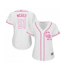 Womens Colorado Rockies #51 Jake McGee Authentic White Fashion Cool Base Baseball Jersey