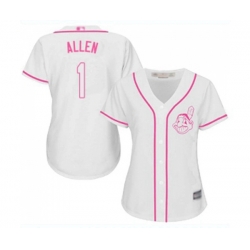 Womens Cleveland Indians #1 Greg Allen Replica White Fashion Cool Base Baseball Jersey