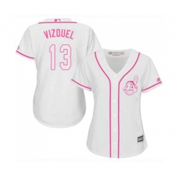 Womens Cleveland Indians #13 Omar Vizquel Replica White Fashion Cool Base Baseball Jersey