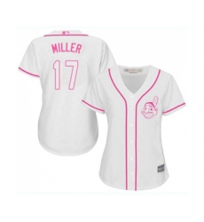 Womens Cleveland Indians #17 Brad Miller Replica White Fashion Cool Base Baseball Jersey