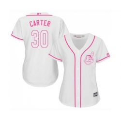 Womens Cleveland Indians #30 Joe Carter Replica White Fashion Cool Base Baseball Jersey