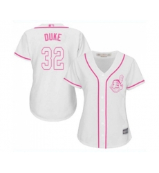 Womens Cleveland Indians #32 Zach Duke Replica White Fashion Cool Base Baseball Jersey