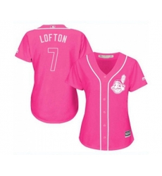 Womens Cleveland Indians #7 Kenny Lofton Authentic Pink Fashion Cool Base Baseball Jersey