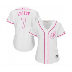 Womens Cleveland Indians #7 Kenny Lofton Replica White Fashion Cool Base Baseball Jersey