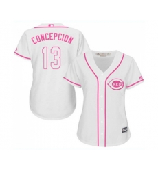 Womens Cincinnati Reds #13 Dave Concepcion Replica White Fashion Cool Base Baseball Jersey