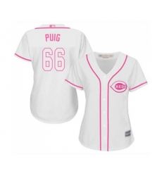 Womens Cincinnati Reds #66 Yasiel Puig Replica White Fashion Cool Base Baseball Jersey