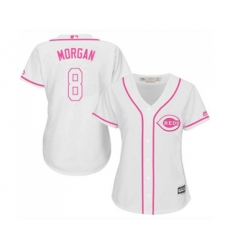 Womens Cincinnati Reds #8 Joe Morgan Replica White Fashion Cool Base Baseball Jersey