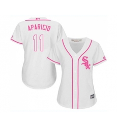 Womens Chicago White Sox #11 Luis Aparicio Replica White Fashion Cool Base Baseball Jersey