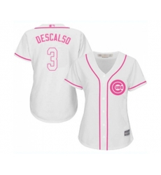 Womens Chicago Cubs #3 Daniel Descalso Authentic White Fashion Baseball Jersey