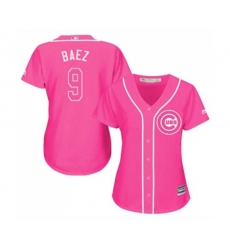 Womens Chicago Cubs #9 Javier Baez Authentic Pink Fashion Baseball Jersey