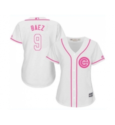 Womens Chicago Cubs #9 Javier Baez Authentic White Fashion Baseball Jersey