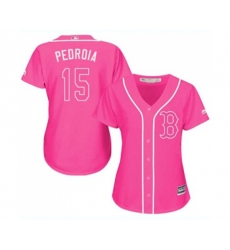 Womens Boston Red Sox #15 Dustin Pedroia Authentic Pink Fashion Baseball Jersey
