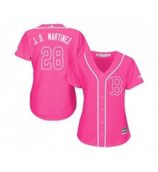 Womens Boston Red Sox #28 J. D. Martinez Authentic Pink Fashion Baseball Jersey