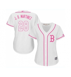 Womens Boston Red Sox #28 J. D. Martinez Replica White Fashion Baseball Jersey