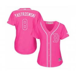 Womens Boston Red Sox #8 Carl Yastrzemski Authentic Pink Fashion Baseball Jersey