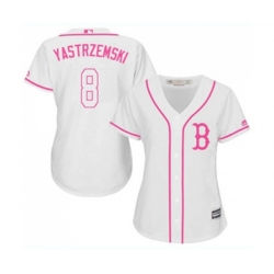 Womens Boston Red Sox #8 Carl Yastrzemski Replica White Fashion Baseball Jersey