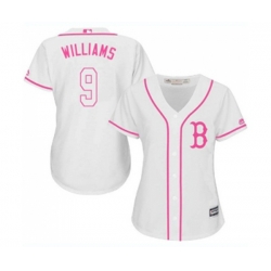 Womens Boston Red Sox #9 Ted Williams Replica White Fashion Baseball Jersey