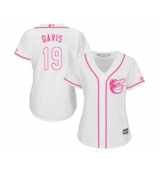 Womens Baltimore Orioles #19 Chris Davis Replica White Fashion Cool Base Baseball Jersey