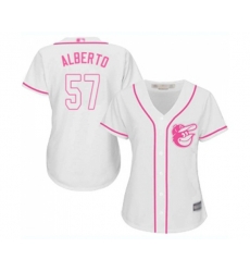 Womens Baltimore Orioles #57 Hanser Alberto Replica White Fashion Cool Base Baseball Jersey