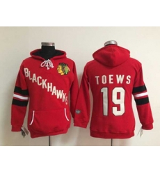 Women Chicago Blackhawks #19 Jonathan Toews Red pullover hooded