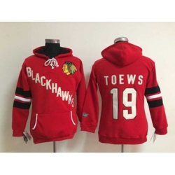 Women Chicago Blackhawks #19 Jonathan Toews Red pullover hooded