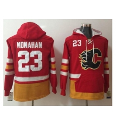 Calgary Flames #23 Sean Monahan Red Name & Number Pullover NHL Hoodie