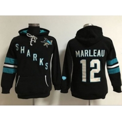 Women San Jose Sharks #12 Patrick Marleaui Black Old Time Heidi Hoodie NHL Hoodie