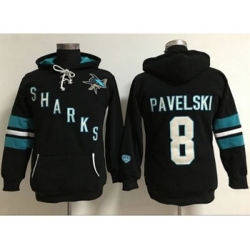 Women San Jose Sharks #8 Joe Pavelski Black Old Time Heidi Hoodie NHL Hoodie