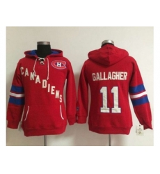Women Montreal Canadiens #11 Brendan Gallagher Red Old Time Heidi NHL Hoodie